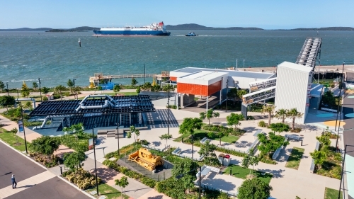 Aerial view of East shores precinct in Gladstone, Queensland - Australian Stock Image