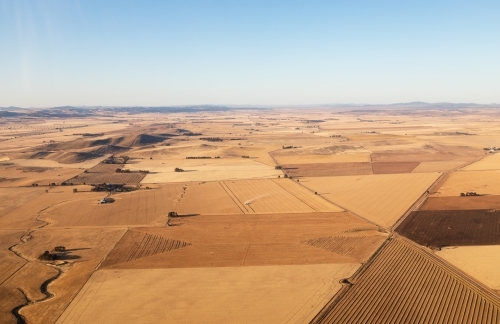 aerial view of farmland in summer - Australian Stock Image