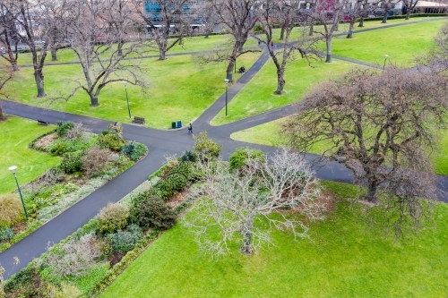 Aerial view of Flagstaff Gardens, inner city Melbourne - Australian Stock Image