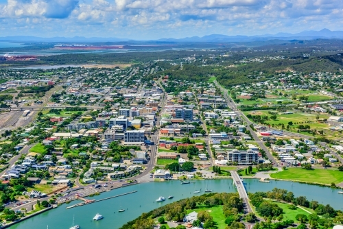 Aerial view of Gladstone CBD, Queensland - Australian Stock Image