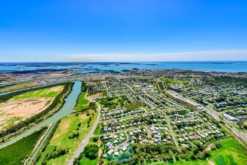 Aerial view of Gladstone from Clinton area, Queensland - Australian Stock Image