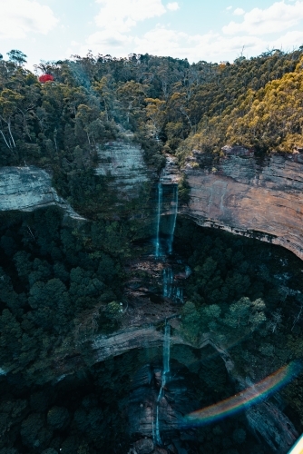 Aerial view of Katoomba Falls in the Blue Mountains - Australian Stock Image