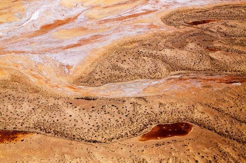 aerial view of sand dunes in outback landscape - Australian Stock Image