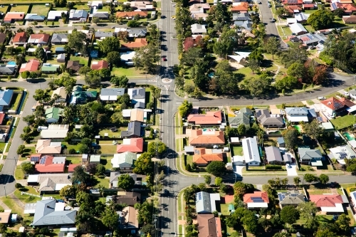 Aerial View of Suburban Street - Australian Stock Image