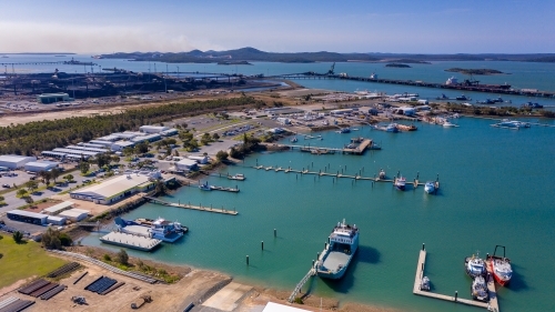 Aerial view of the port and marina in Gladstone - Australian Stock Image