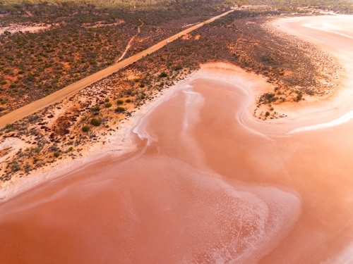 Aerial view on the edge of Lake Baladjie - Australian Stock Image