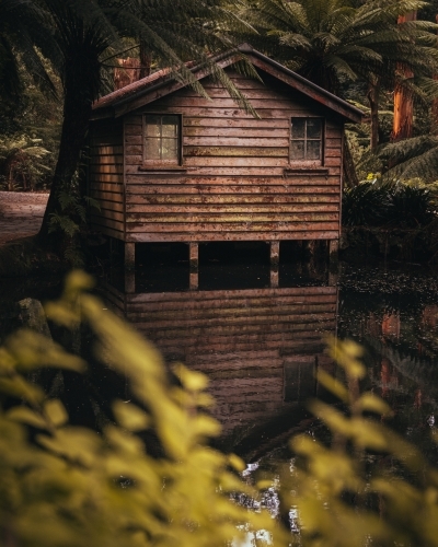 Alfred Nicholas Memorial Garden Boatshed - Australian Stock Image