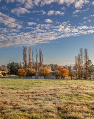 An autumn scene in the country under a blue sky - Australian Stock Image