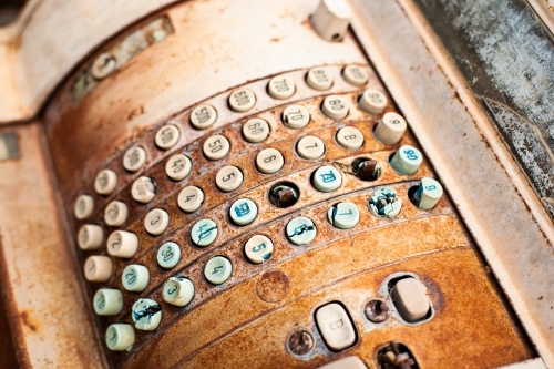 An old and rusty relic, cash register. - Australian Stock Image