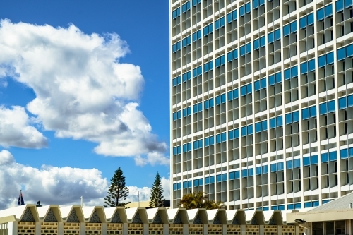 Angle view of port authority building with clouds in the sky - Australian Stock Image