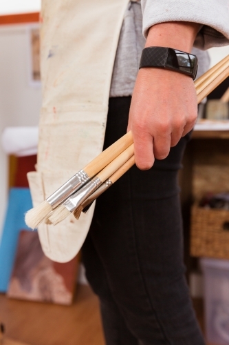 Artist and her brushes - Australian Stock Image