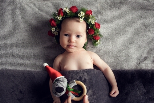 Australian Christmas baby - Australian Stock Image