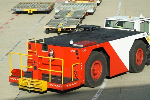 Baggage cart on airport tarmac