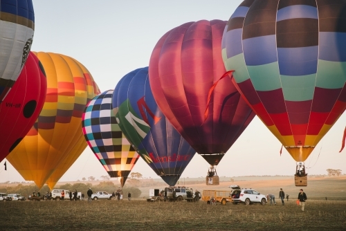 Balloons launching in the Avon Valley in Western Australia - Australian Stock Image