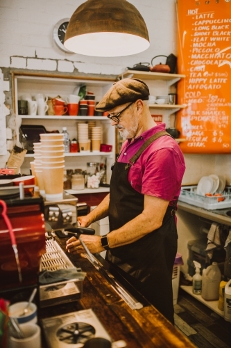 Barista making coffee - Australian Stock Image