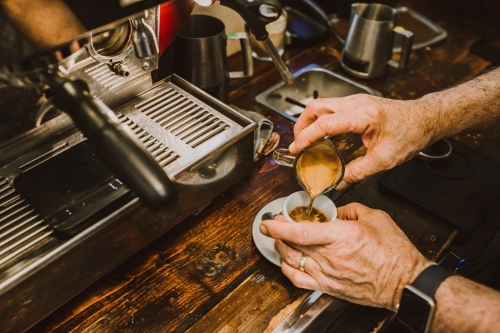 Barista making coffee - Australian Stock Image