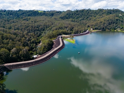 Baroon Pocket Dam nestled in the hills between Montville and Maleny on the Sunshine Coast - Australian Stock Image