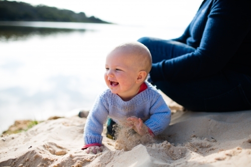 Beach play baby - Australian Stock Image