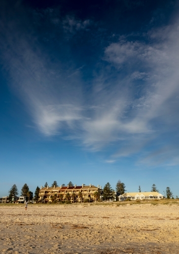 beachside houses under blue sky - Australian Stock Image