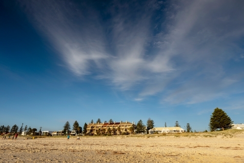 beachside houses under blue sky - Australian Stock Image
