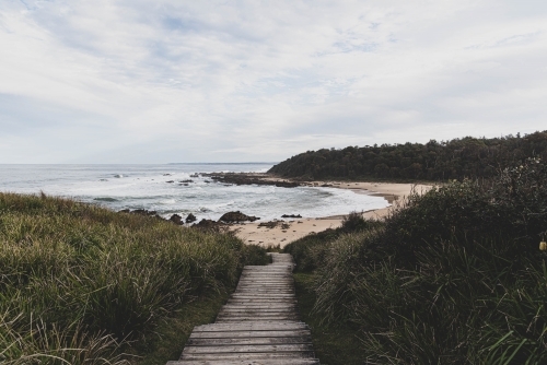 Beautiful Mystery Bay NSW, edging National Parks and walking tracks filled with wildlife - Australian Stock Image