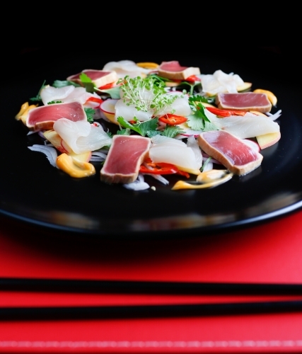 Beautiful plate of sashimi salad - Australian Stock Image