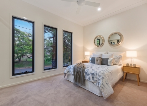 Bedroom interior of modern new build house - Australian Stock Image