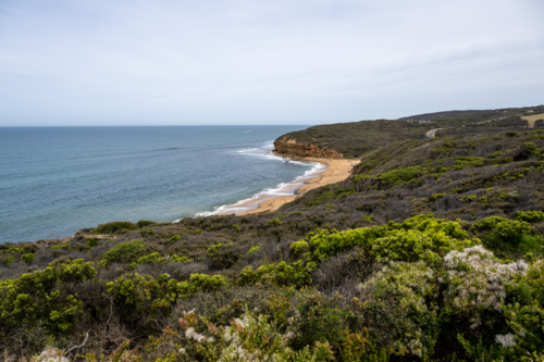 Bells Beach landscape on overcast day - Australian Stock Image