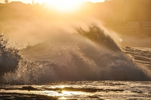 Big waves with sun reflection - Australian Stock Image