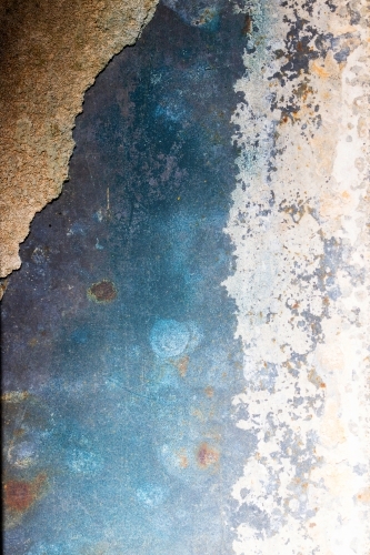 Blue and white metal with rust spots - Australian Stock Image