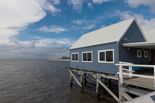 Blue building on the Busselton jetty - Australian Stock Image