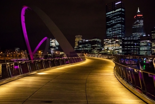 Bridge at night in city centre - Australian Stock Image