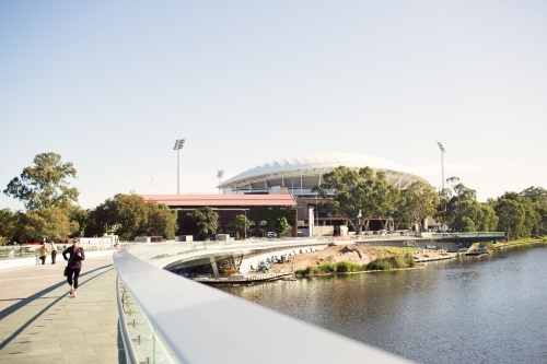 Bridge view over the River Torrens towards Adelaide Oval