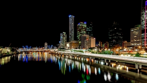 Brisbane CBD at night - Australian Stock Image