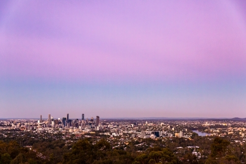 Brisbane city and Brisbane River at dusk - Australian Stock Image