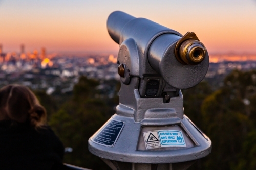 brisbane city lookout telescope - Australian Stock Image