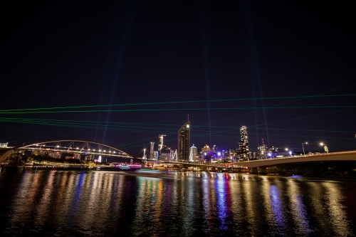 Brisbane's night sky during a Sunsuper Night Sky event on the Brisbane River - Australian Stock Image