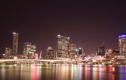 Brisbane skyline at night long exposure