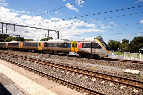 Brisbane Train at a suburban train station - Australian Stock Image