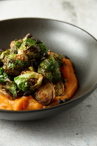 Brussel sprouts with pumpkin paste