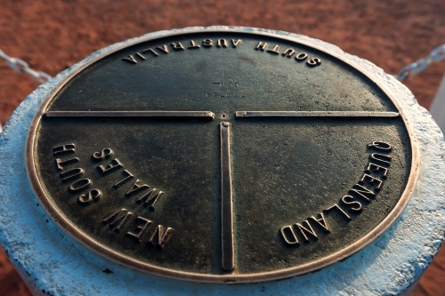 Cameron Corner Survey Marker - Australian Stock Image