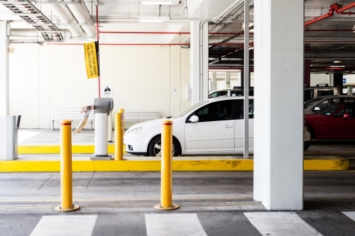 car leaving car park - Australian Stock Image
