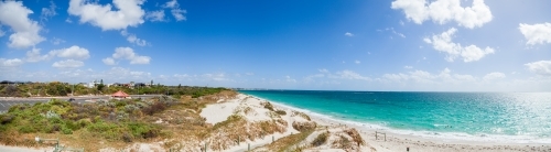 Carpark beach and the sea on a sunlit summer day - Australian Stock Image