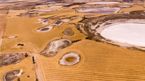 Chain of salt lakes aerial landscape - Australian Stock Image