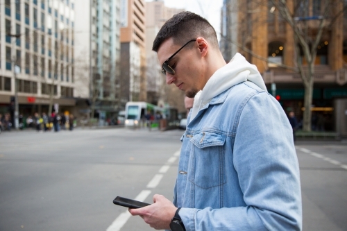 Checking Directions in Melbourne City - Australian Stock Image