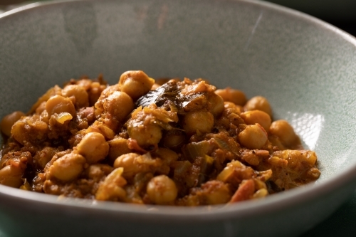 Close up of a chickpea curry - Australian Stock Image