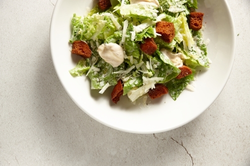 Close up of gourmet chicken ceasar salad - Australian Stock Image