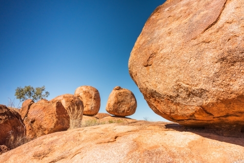 Close up of large rock formations sitting on top of each other. - Australian Stock Image