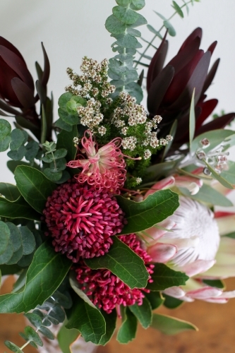 Close up of native floral arrangement indoors - Australian Stock Image