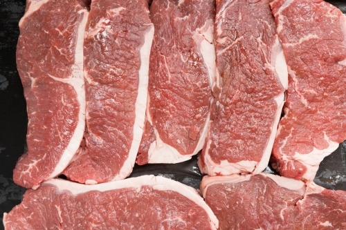 Close-up of raw red meat - Australian Stock Image